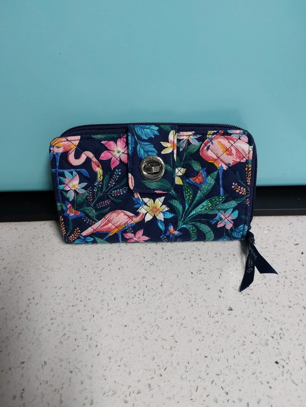 Vera Bradley Turnlock Wallet Flamingo Garden NWOT